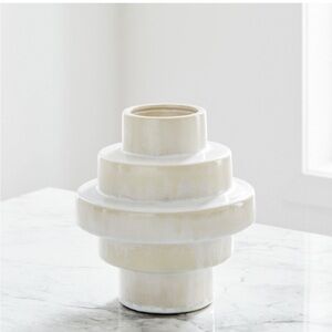 West Elm Ceramic Form Stepped Vase in white/cream